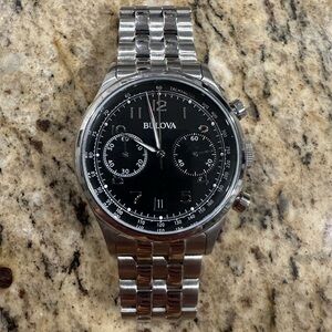 Bulova 96b234 Black Faced Chronograph Wristwatch